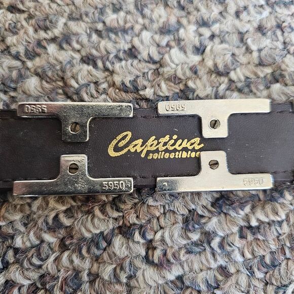 Genuine Brown Alligator Leather Silver Studded Belt Captiva Collect. Model #5950